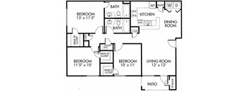 Berkshire Floorplan at Dakota Ridge Apartments, Littleton