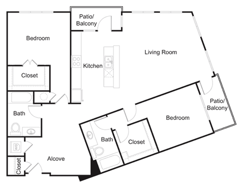 Floorplan D5 at Elan Redmond Apartments, Redmond, WA 98052