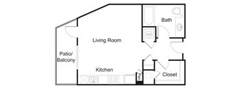 StudioBMR Floorplan at Elan Redmond Apartments, Redmond, Washington
