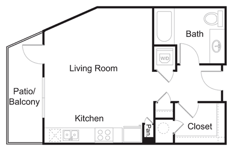 StudioBMR Floorplan at Elan Redmond Apartments, Redmond, Washington