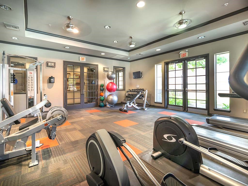 Fitness center with weight machines