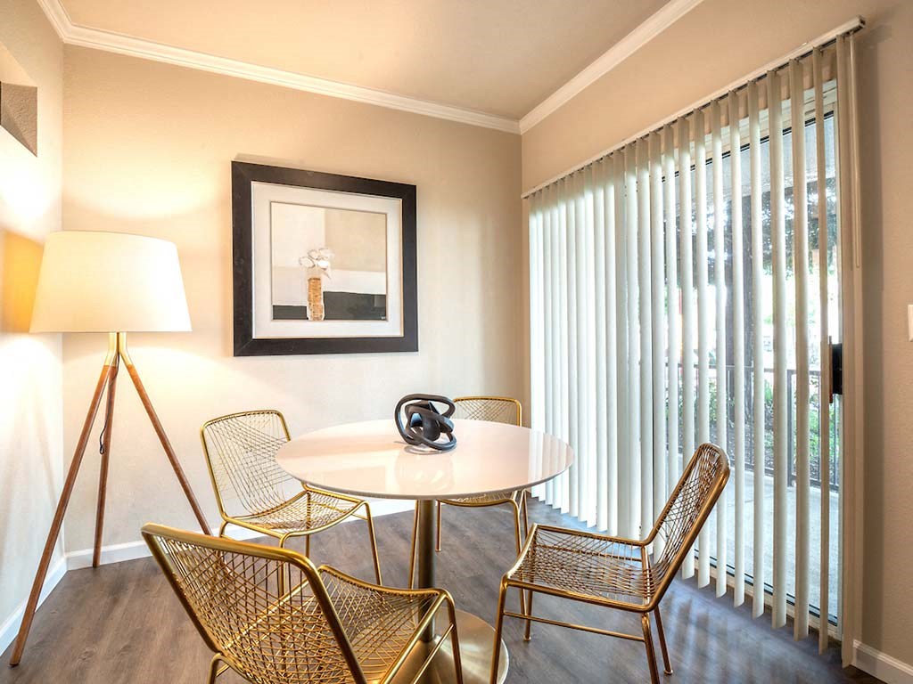Dining area with large sliding glass door