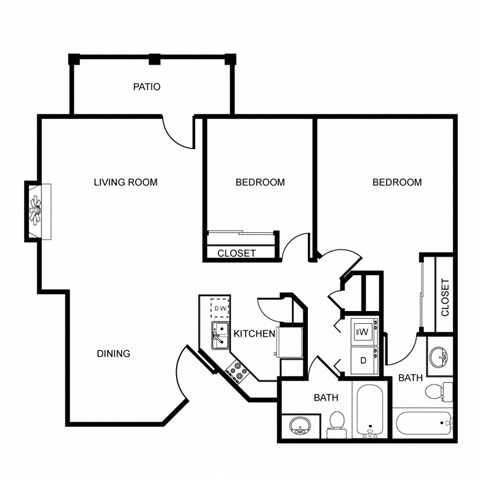 D2 Floorplan at Echo Ridge Apartments, Washington