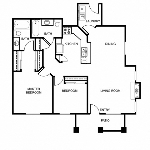 2 Bedroom Floor Plan at Echo Ridge, Snoqualmie