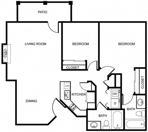 2 Bedroom 2 Bathroom Floor Plan at Echo Ridge, Washington, 98065