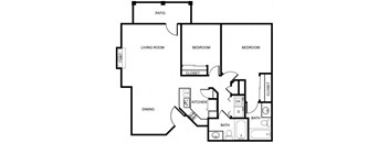 Two Bed Floor Plan at Echo Ridge, Snoqualmie, 98065