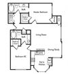 Floorplan D3 2 bedroom 2 bath, 1065 square feet at Red Hawk Ranch, Louisville, KY 40241