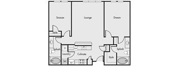 Floorplan Two Bedroom at Roosevelt Square Apartments, 85003