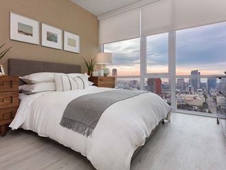 Spacious bedroom with large windows  at The Rey, San Diego, 92101