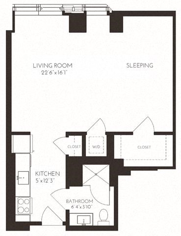 VI1H1 Floor Plan at Via Seaport Residences, Boston, MA, 02210