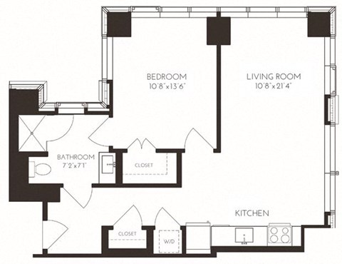 VI1K1 Floor Plan at Via Seaport Residences, Massachusetts