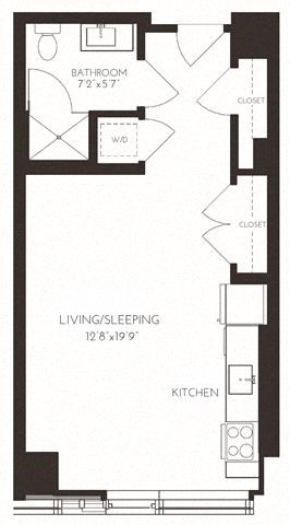 VISA5 Floor Plan at Via Seaport Residences, Boston, MA, 02210