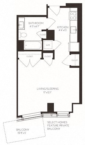 VISB1 Floor Plan at Via Seaport Residences, Boston, Massachusetts