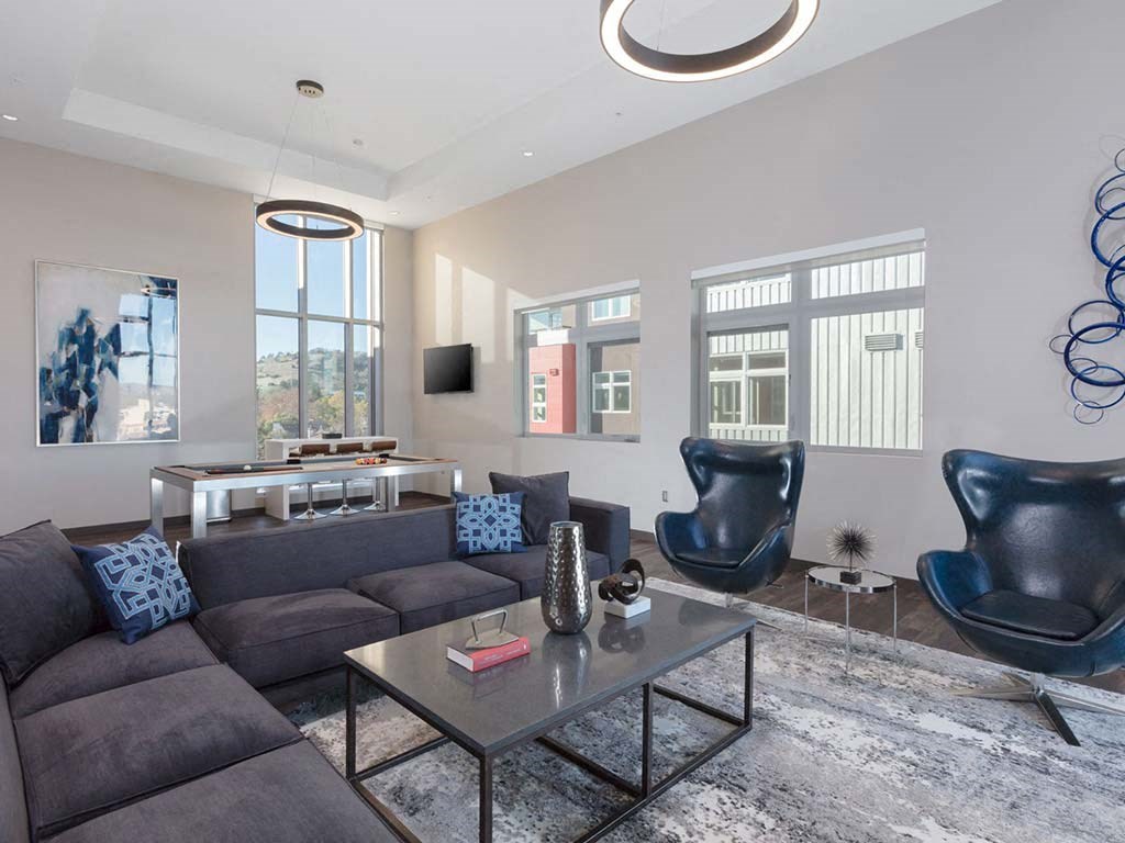 Living room with sofa and chairs at Lyric, Walnut Creek, California