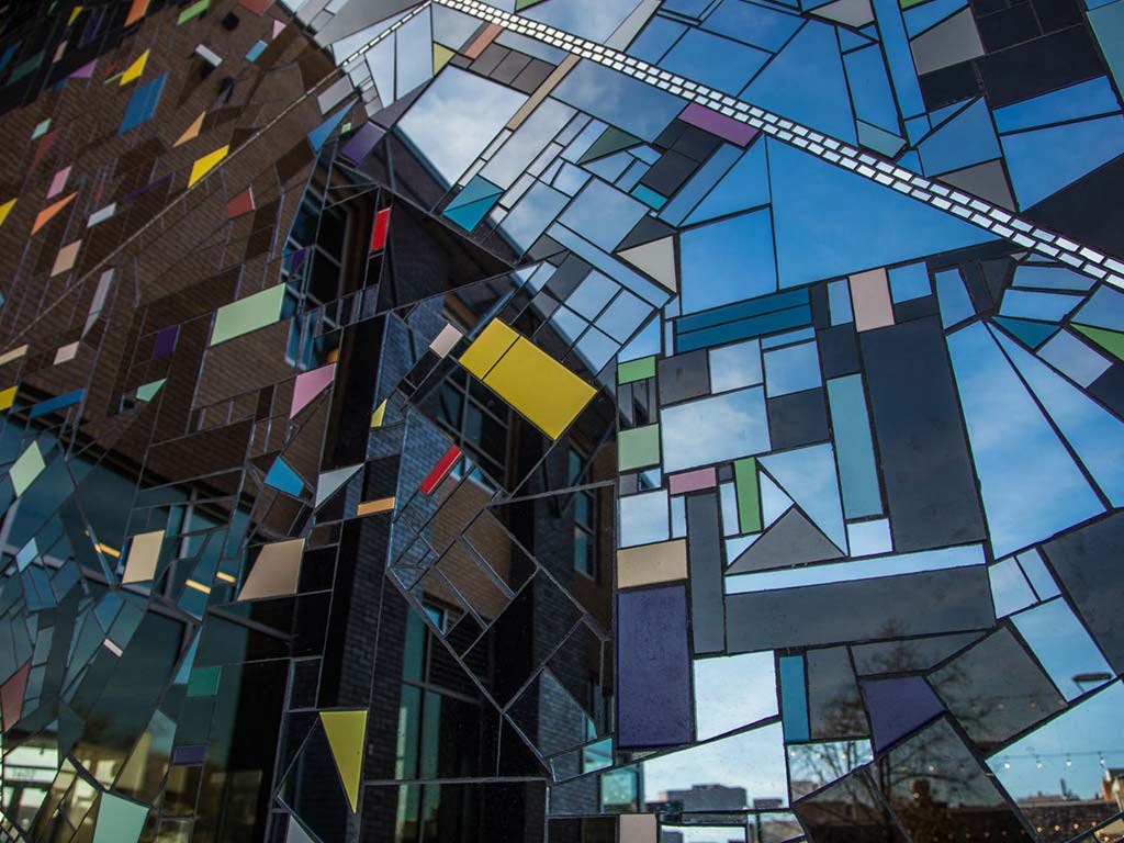 Exterior glass mosaic at Lyric, Walnut Creek, CA