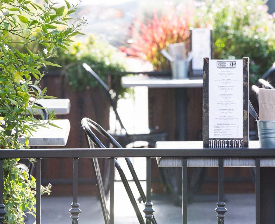 Restaurant table with menu at Lyric, California, 94596