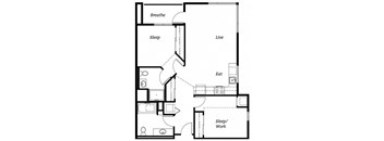 D1 Floor Plan at Cook Street, Portland, 97227