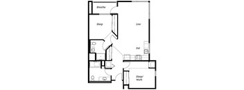 D2 Floor Plan at Cook Street, Portland, Oregon