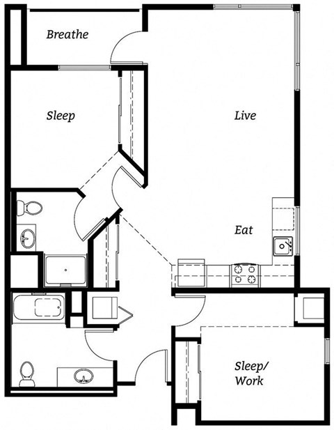D2 Floor Plan at Cook Street, Portland, Oregon