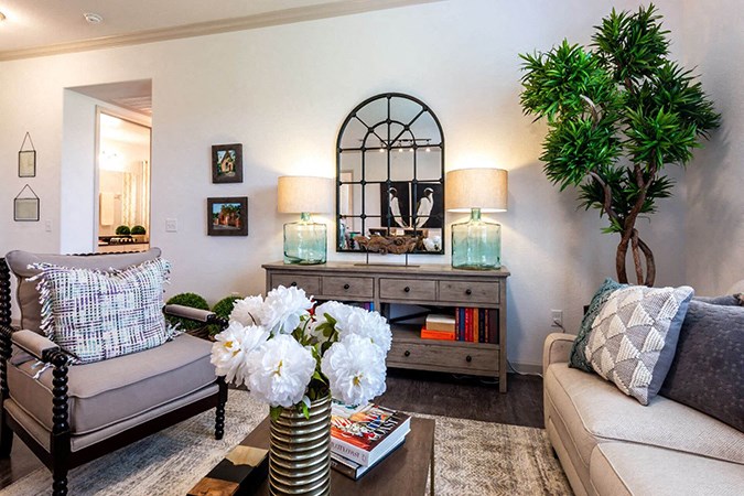 Modern Living Room at Berkshire Creekside, Texas, 78130