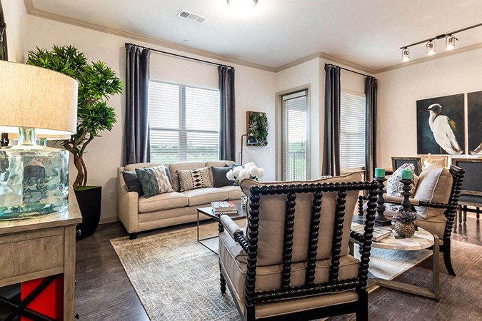 Trendy Living Room at Berkshire Creekside, New Braunfels, 78130