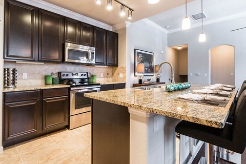 Well Equipped Kitchen at Villages of Briggs Ranch, San Antonio, Texas