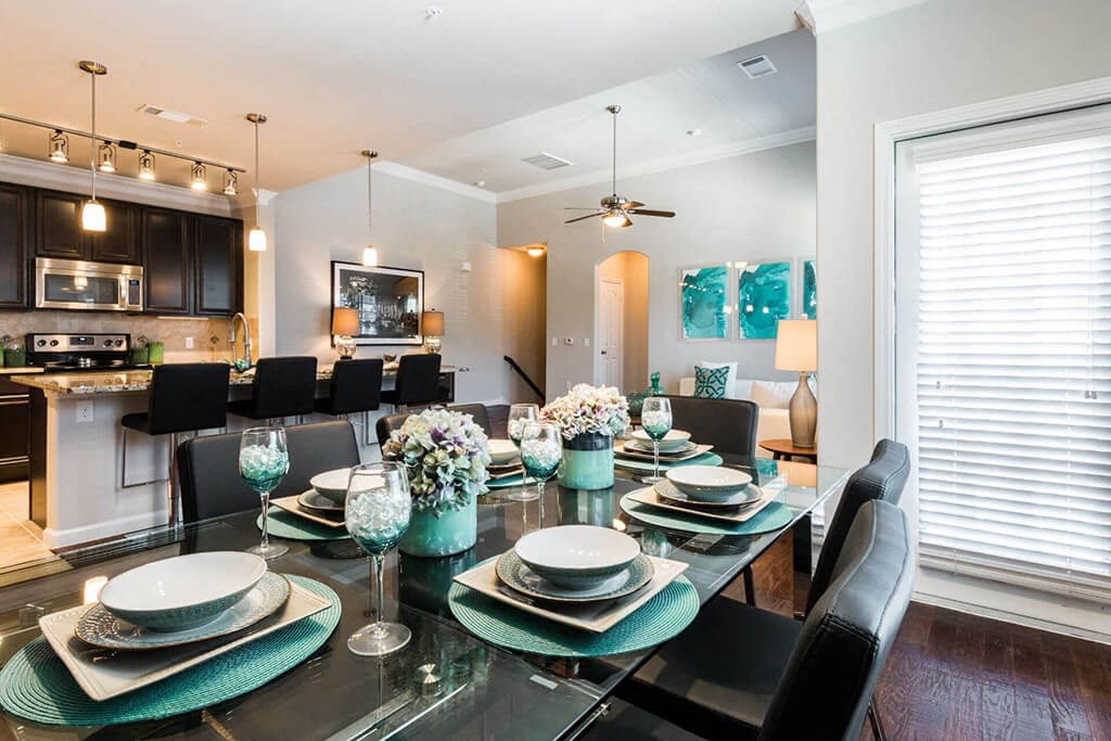 Decorated Dining Area at Villages of Briggs Ranch, San Antonio, TX