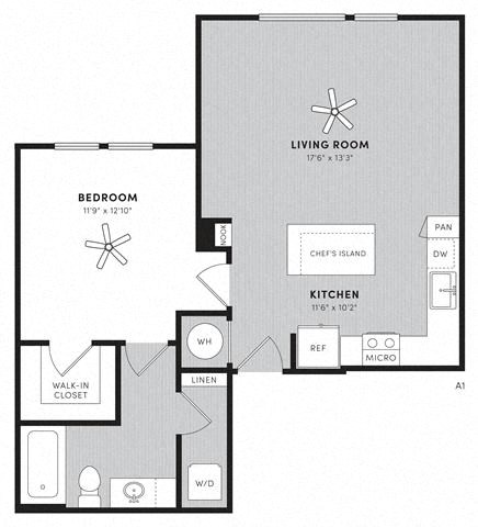 A1 Floor Plan at Berkshire Winter Park, Winter Park, FL, 32789