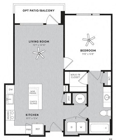 A4 Floor Plan at Berkshire Winter Park, Winter Park, Florida