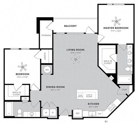 B3 Floor Plan at Berkshire Winter Park, Florida, 32789
