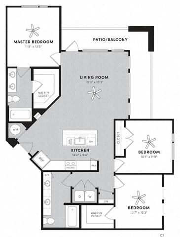 C1 Floor Plan at Berkshire Winter Park, Winter Park, FL, 32789