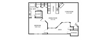 A1 Floor Plan at Saw Mill Village Apartments, Columbus, 43235