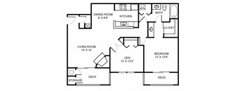A2 Floor Plan at Saw Mill Village Apartments, Columbus, Ohio