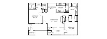 B1 Floor Plan at Saw Mill Village Apartments, Columbus
