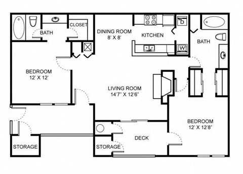 B1 Floor Plan at Saw Mill Village Apartments, Columbus