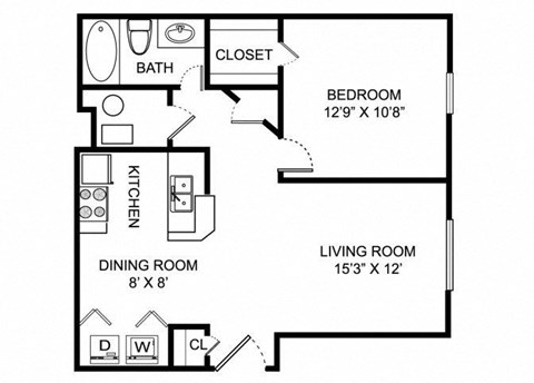 A1 Floor Plan at Sterling Park Apartments, Grove City, OH, 43123