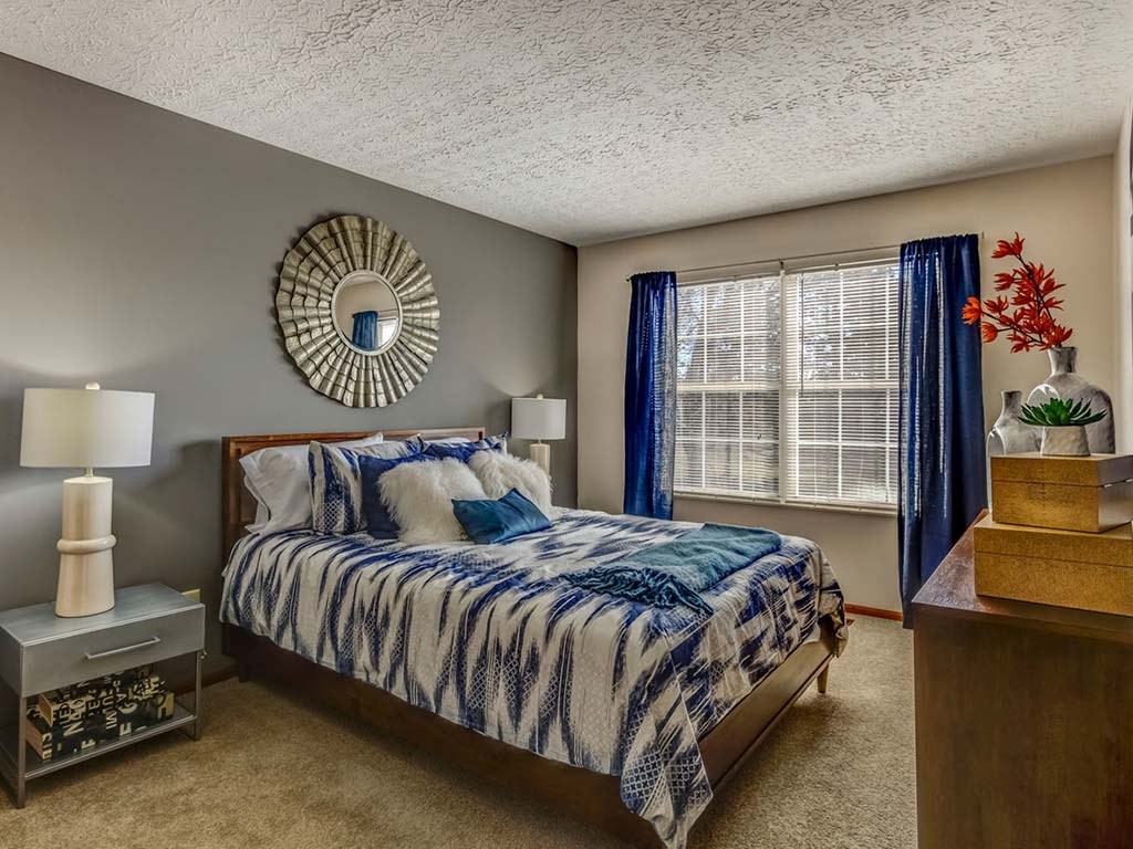 Bedroom interior at Bedford Commons Apartments & Heathermoor Apartments, Ohio