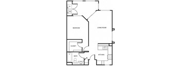 a floor plan of a home with a bedroom and a living room