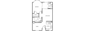 a floor plan of a home with a bedroom and a living room