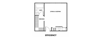 a floor plan of a studio apartment at The Edison apartments