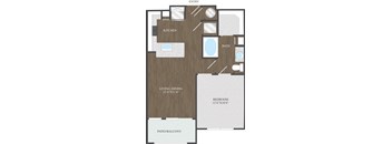 A1 one bedroom floorplan at Aspire at 610 apartments