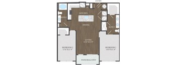 B1 two bedroom floor plan at Aspire at 610 apartments