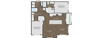 B2 two bedroom floor plan at Aspire at 610 apartments