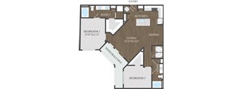 B3 two bedroom floor plan at Aspire at 610 apartments