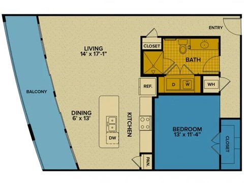 A13 floorplan at Tinsley on the Park apartments