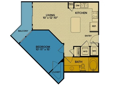 A15 floorplan at Tinsley on the Park apartments A15 floorplan