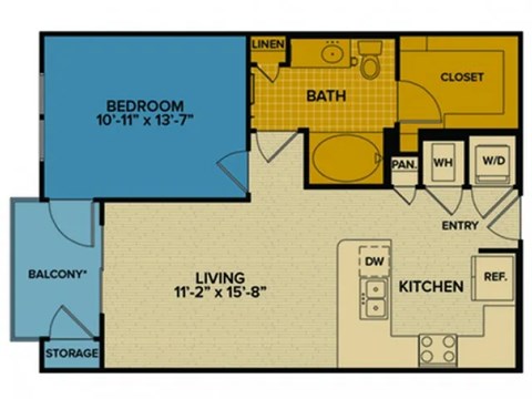 A2 floorplan at Tinsley on the Park apartments