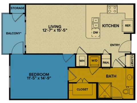 A3 floorplan at Tinsley on the Park apartments