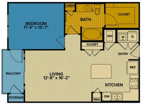 A4 floorplan at Tinsley on the Park apartments