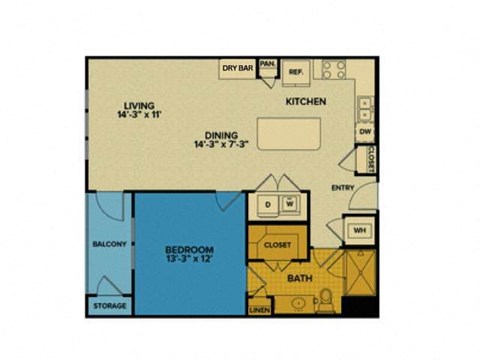 A5 floorplan at Tinsley on the Park apartments